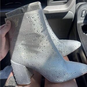 Silver Studded Women's Ankle Boots